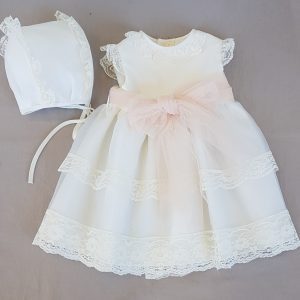 Vestido Bautizo Lazo Tul